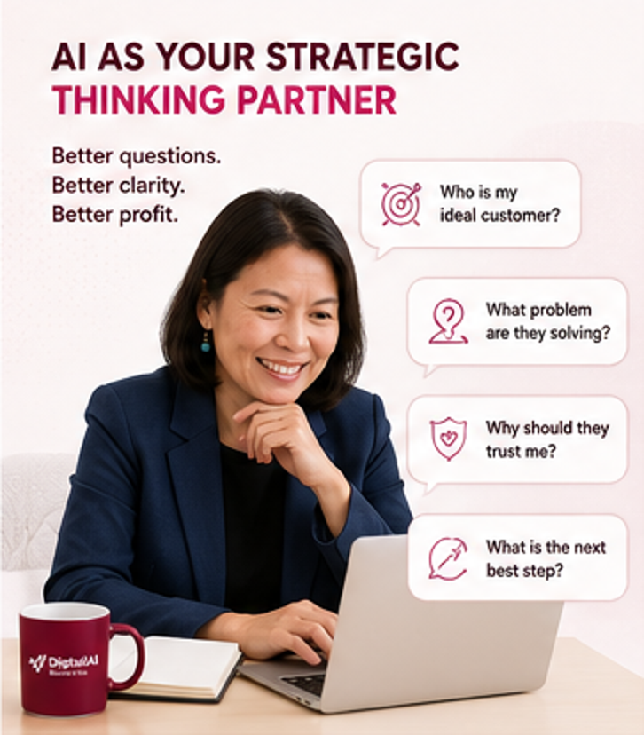 SME leader using AI as a strategic thinking partner for marketing system design