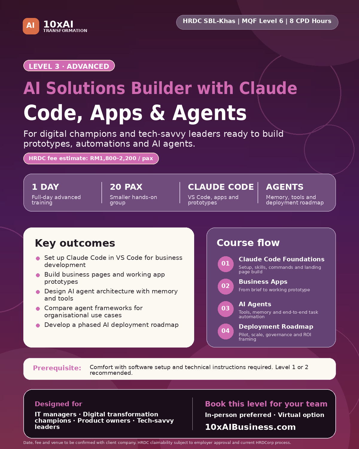 AI Solutions Builder with Claude Level 3 Advanced Poster