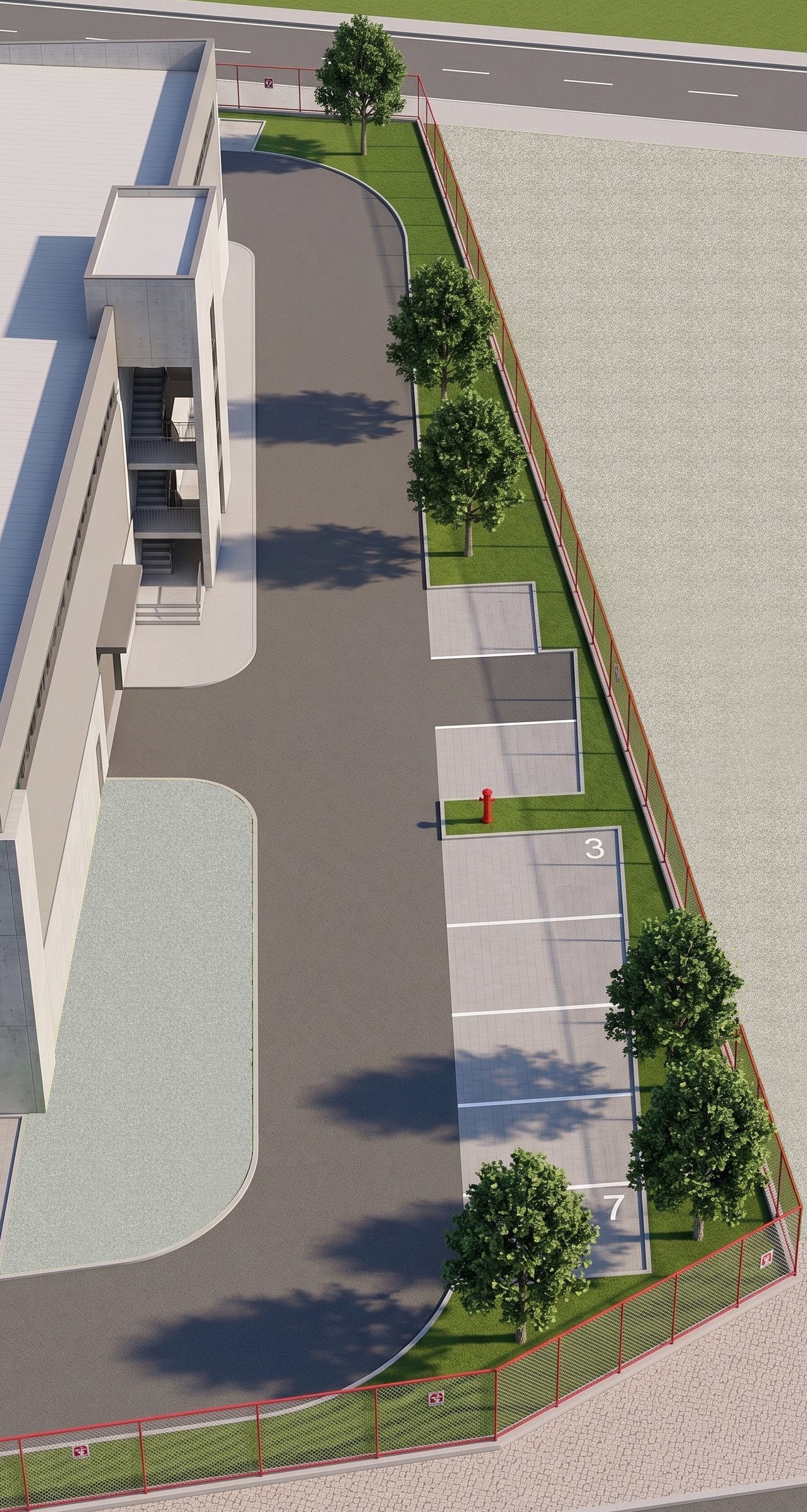 AI-rendered aerial view of a side parking landscape concept produced with Gemini and Nano Banana Pro